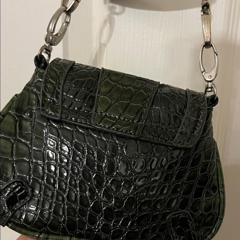 Chic Concert Cocktail Dark Green Crocodile Like P… - image 6